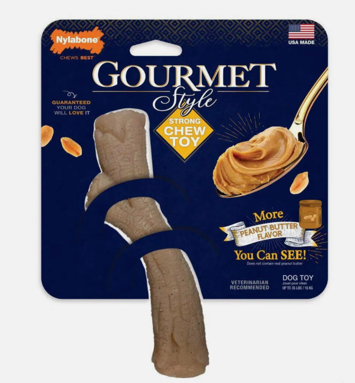 NYLABONE GOURMET STYLE STRONG NYLON CHEW TOY STICK PEANUT BUTTER FLAVOUR Dog Toy Nylabone