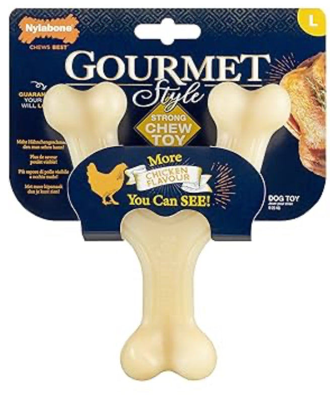 Nylabone Maximum Strength Tough Extreme Gourmet Wishbone Dog Chew Toy Chicken Dog Toy Nylabone