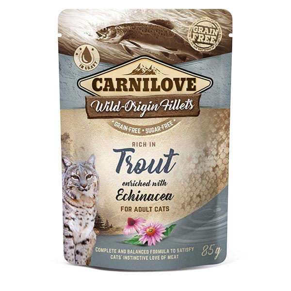Carnilove trout enriched with echinacea wet food for adult cats 85g Carnilove