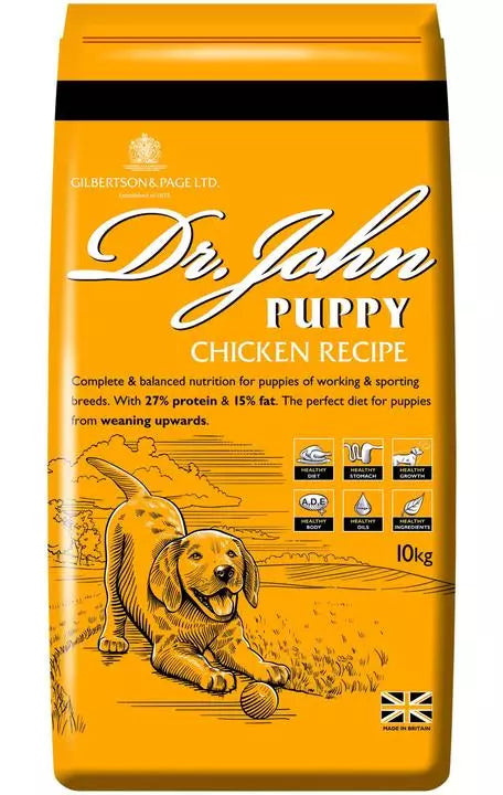 Dr. John Chicken Recipe Puppy Food 10kg Dry Complete kibble Gilbertson & Page LTD