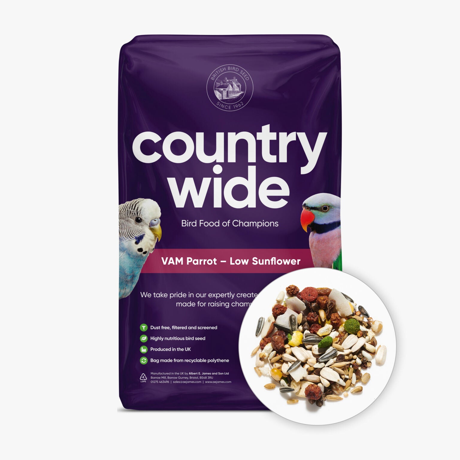 Countrywide VAM Parrot – Low Sunflower Mix Bird feed Country Wide