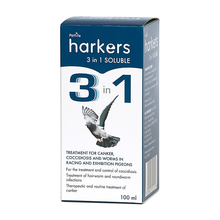 3 in 1 pigeon Soluble – Treats Canker, Coccidiosis and Worms Bird Treatments Harkers