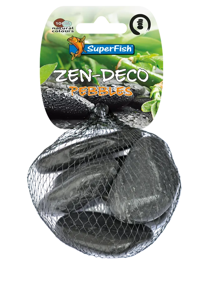 SuperFish Zen Pebble Aquarium Decorative Gravel SuperFish Medium Zwart 450g