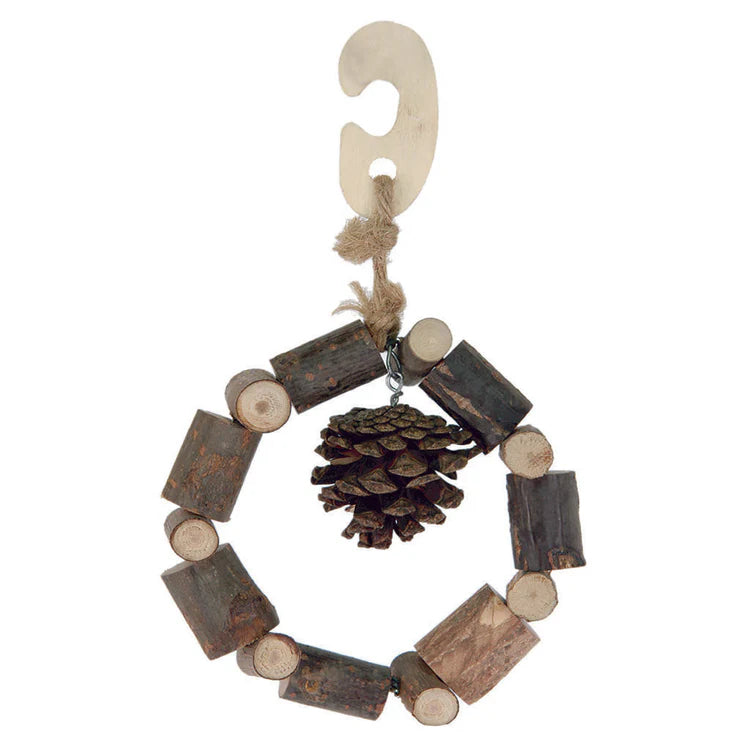 Wood and Pine Cone Hanging Ring (8323) Natural toy Sky