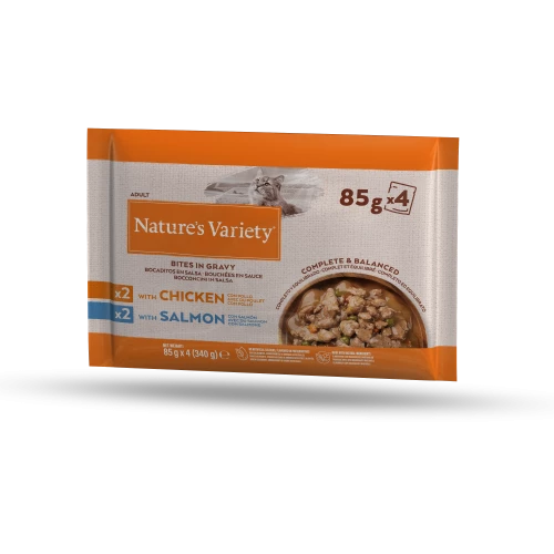 Natures Variety Wet Pouches for Cats Cat food Natures Menu Bites in Gravy Flow Pack 4 x 85g