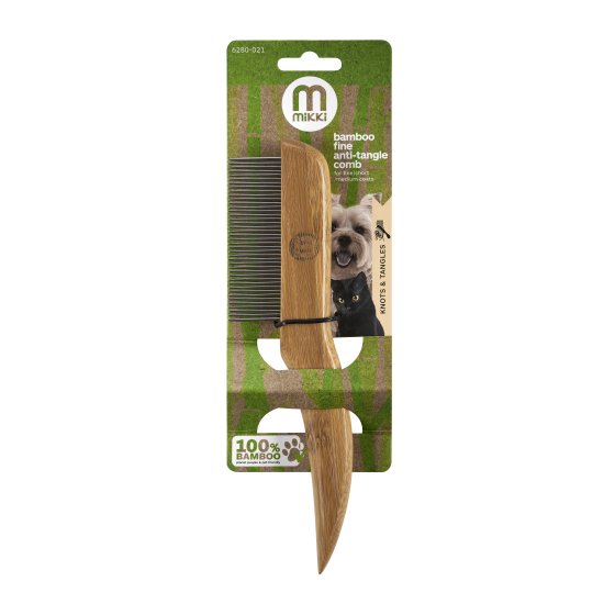 Bamboo Anti-Tangle Comb - Fine Dog Grooming Mikki