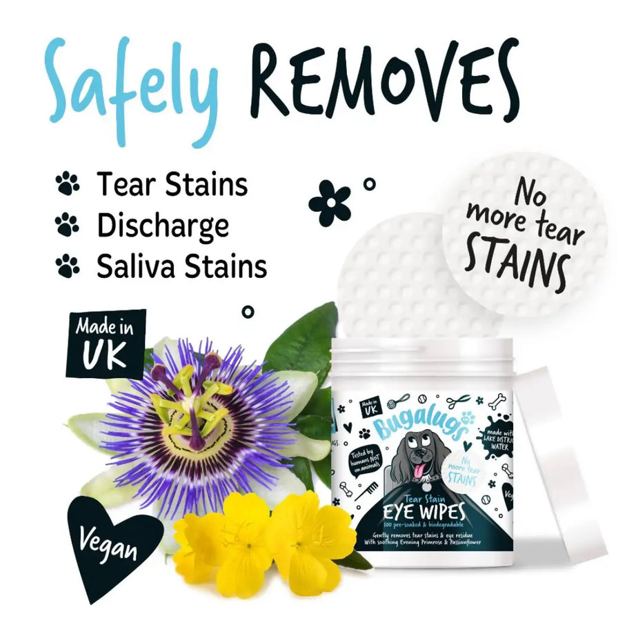 Bugalugs Tear Stain Eye Wipes Grooming Bugalugs