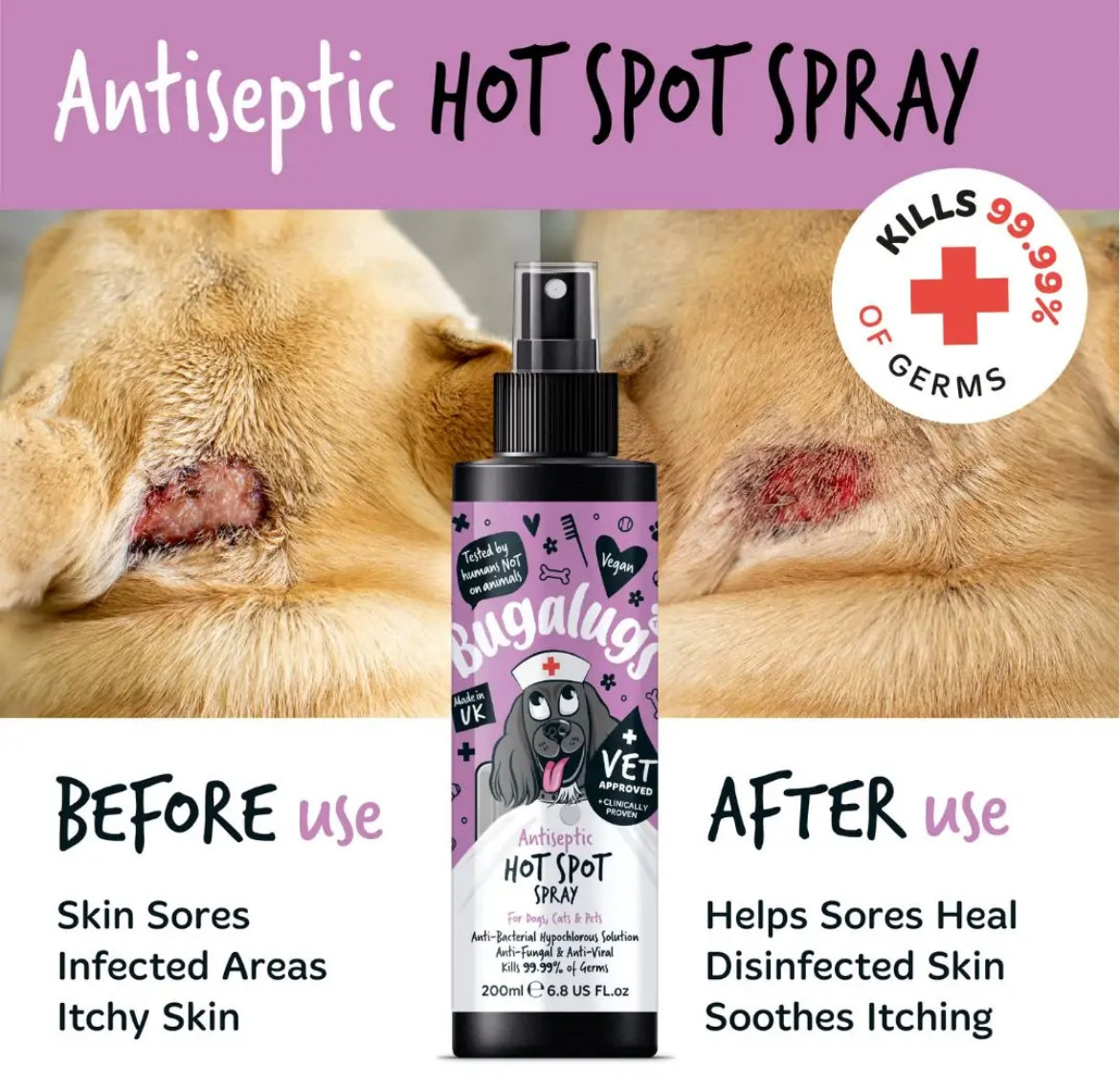 Bugalugs Antiseptic Hot Spot spray Wound Care Bugalugs