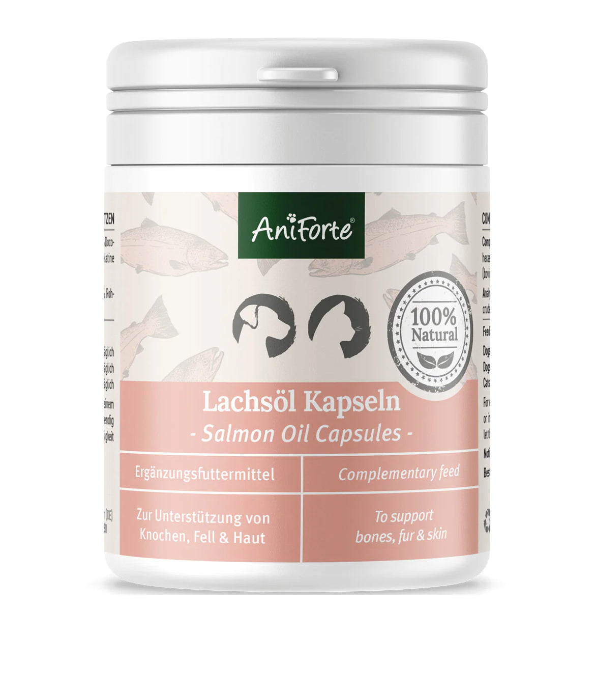 AniForte Salmon Oil 200 Capsules for Dogs & Cats - Natural Omega-3 EPA supplement AniForte