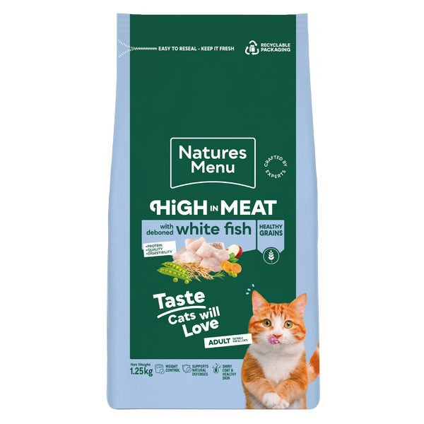 Natures Menu Cat Adult with White Fish Dry Food 1.25kg Cat - Food Natures Menu