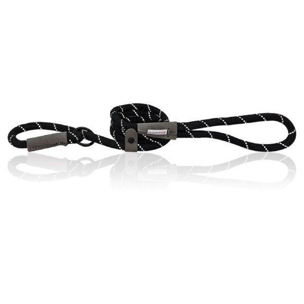 HugglePets Reflective Rope Slip Lead Black 150cm x 1.2cm Pet Market