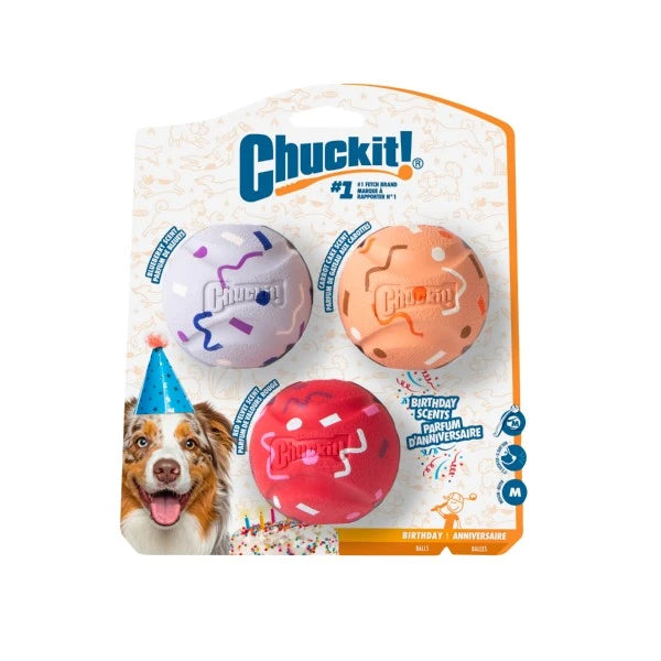 Chuckit Birthday Ball Medium 3 Pack Pet Market