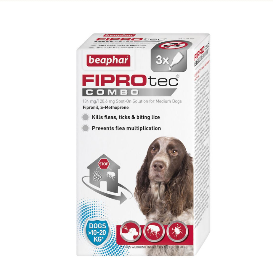 Beaphar FIPROtec® COMBO Flea & Tick Spot-On for Dogs (10-20kg) Flea Treatment Beaphar