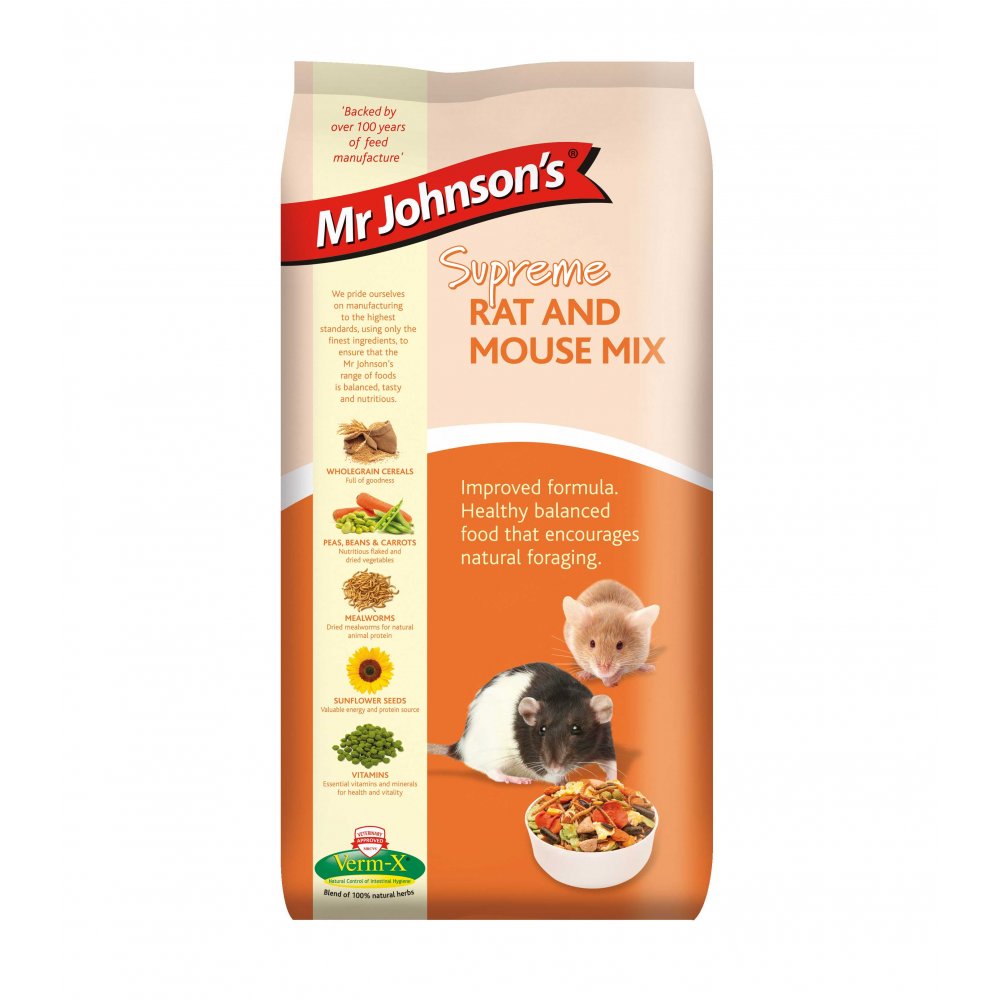 Mr Johnsons Supreme Rat and Mouse Mix 15kg Small Mammal - Food Mr Johnsons