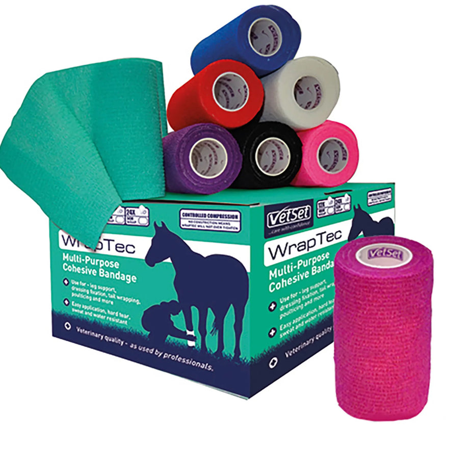 Vetset WrapTec 100mm X 4.5mm Cohesive Bandage single Vetset