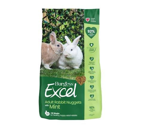 Burgess Excel Adult rabbit Nuggets with Mint 1.5kg Small Mammal - Food Burgess