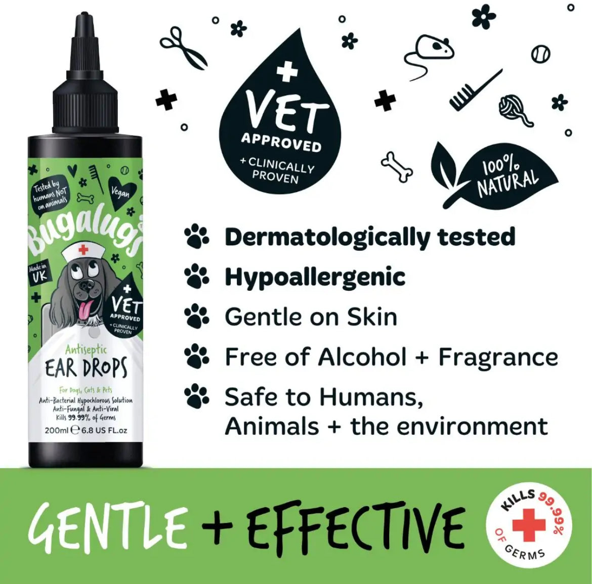 Bugalugs Antiseptic Ear Drops Grooming Bugalugs