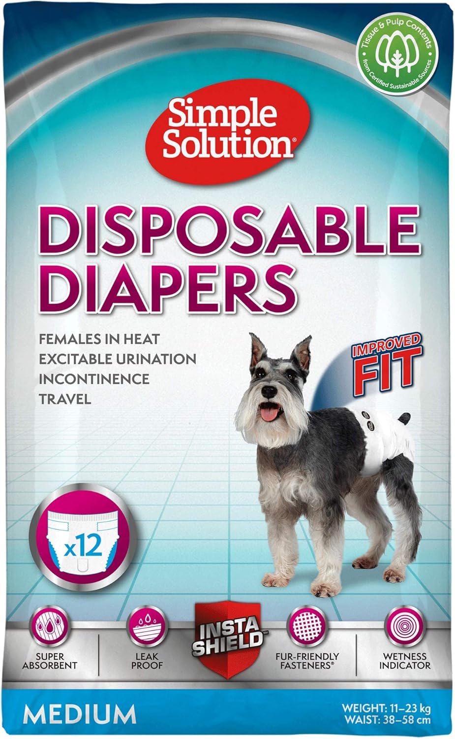 Disposable Diapers For Dogs Medium 12 Pack Pet Market