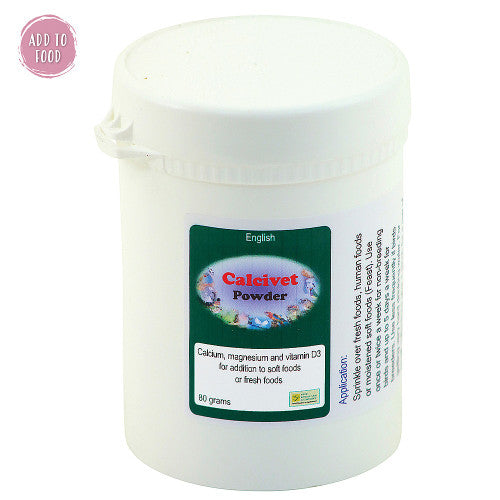 Calcivet 80g Powdered Calcium & D3 Bird Supplement for pet birds and Parrots Calcivet