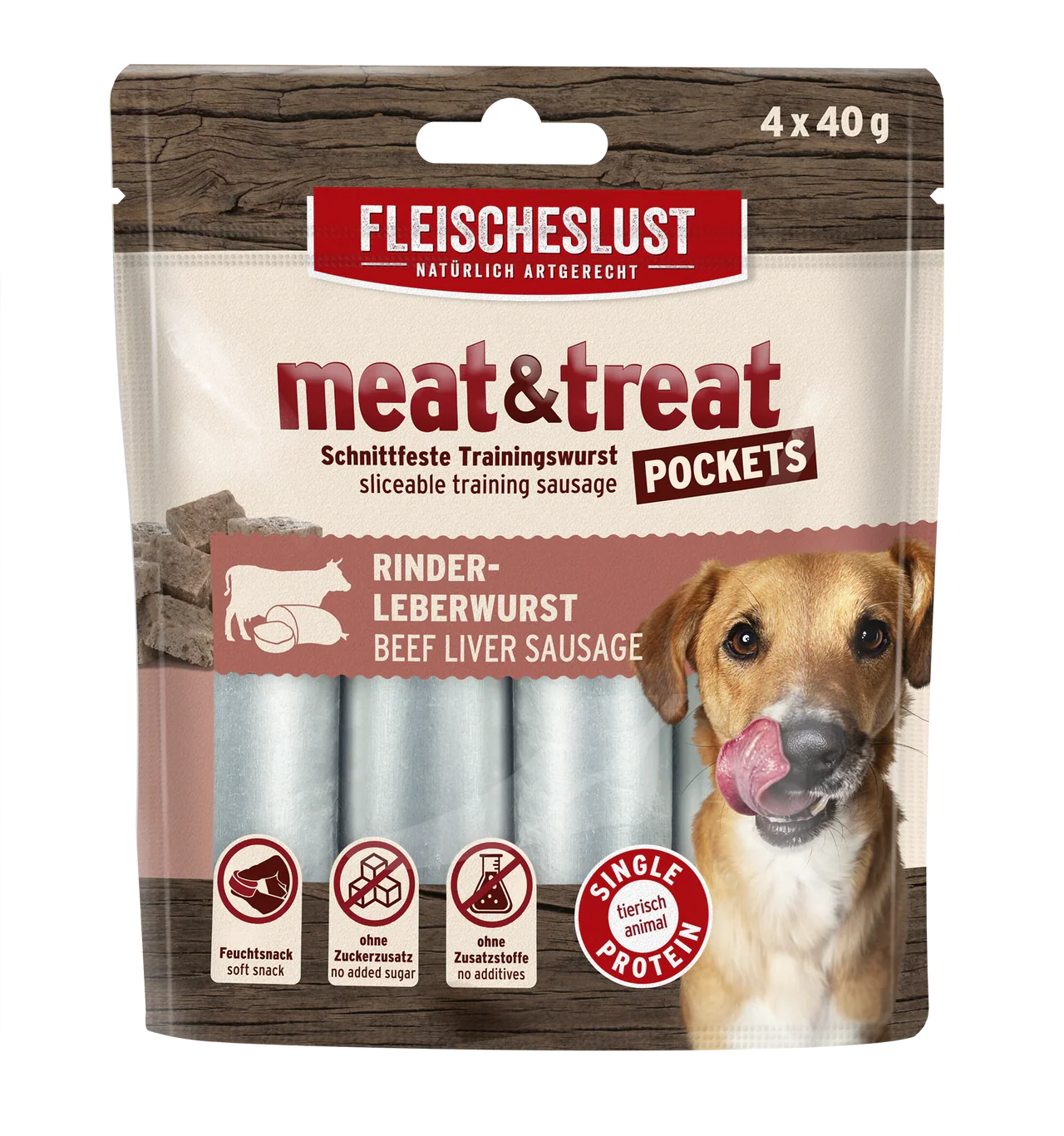 Fleischeslust Meat&Treat Pockets Beef Liver Sausage 4x40g