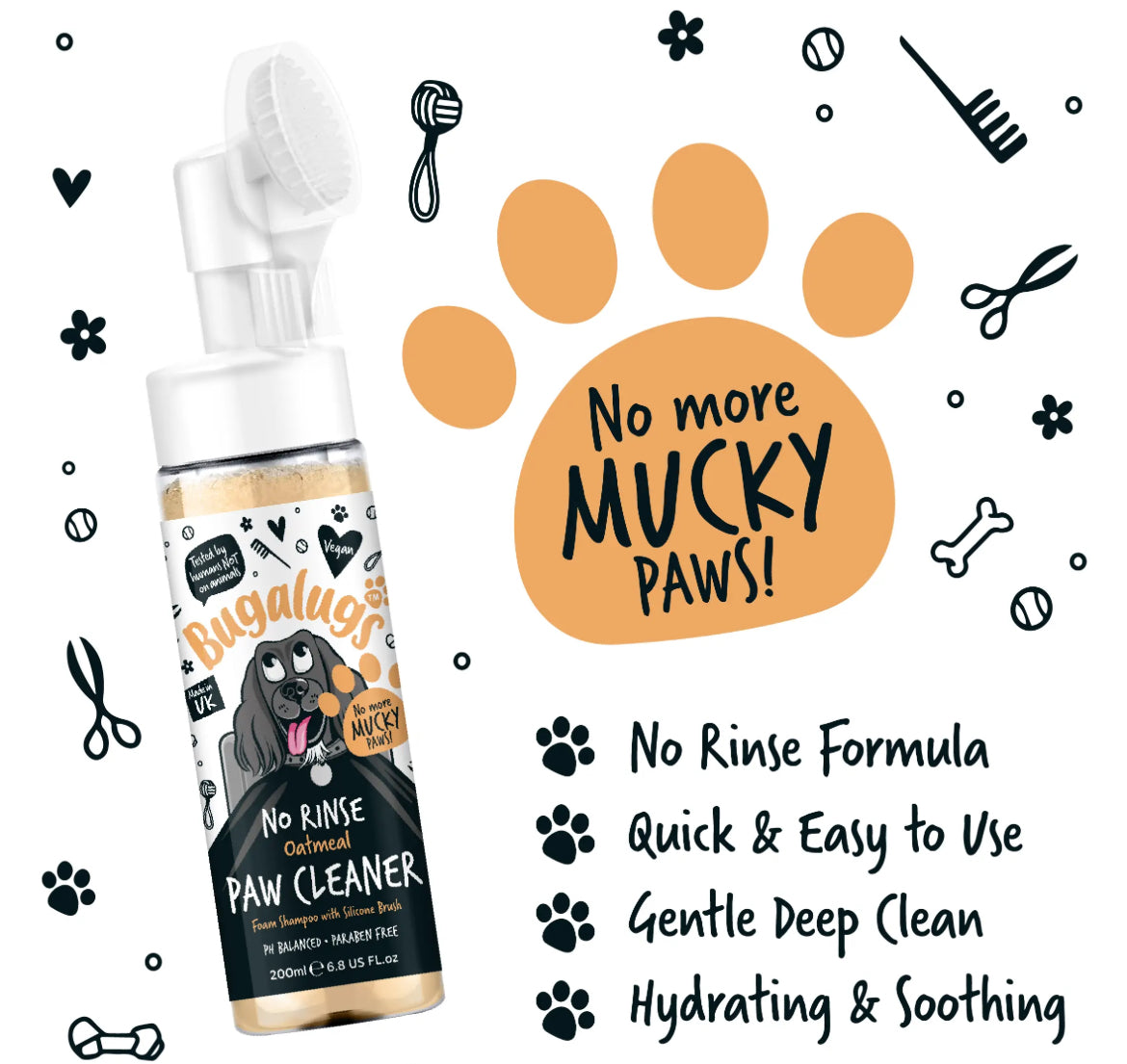 Bugalugs Oatmeal No Rinse Paw Cleaner Grooming Bugalugs