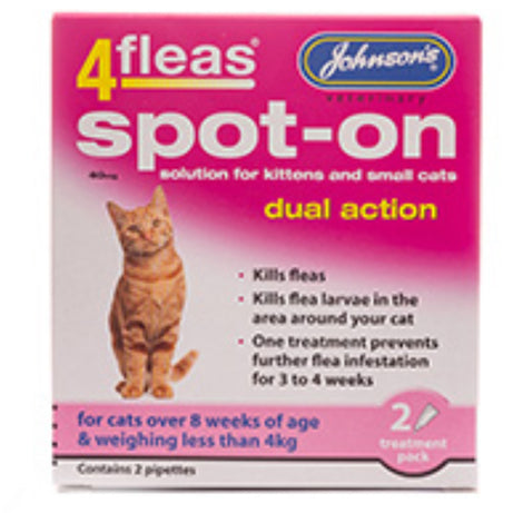 Johnsons 4fleas Spot-on For Cats & Kittens up to 4kg 2 Vials Johnson’s