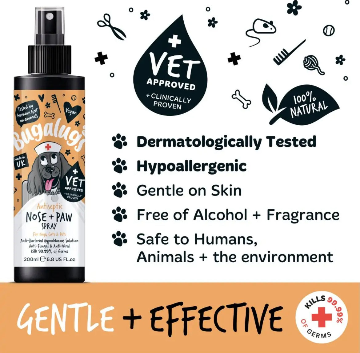 Bugalugs Antiseptic Nose & Paw Spray Grooming Bugalugs