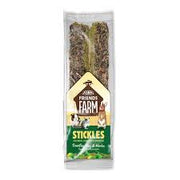 Pet MARKET Stickles Timothy Hay and Herbs in a clear container, showing fresh hay and herbal mix for small pets.