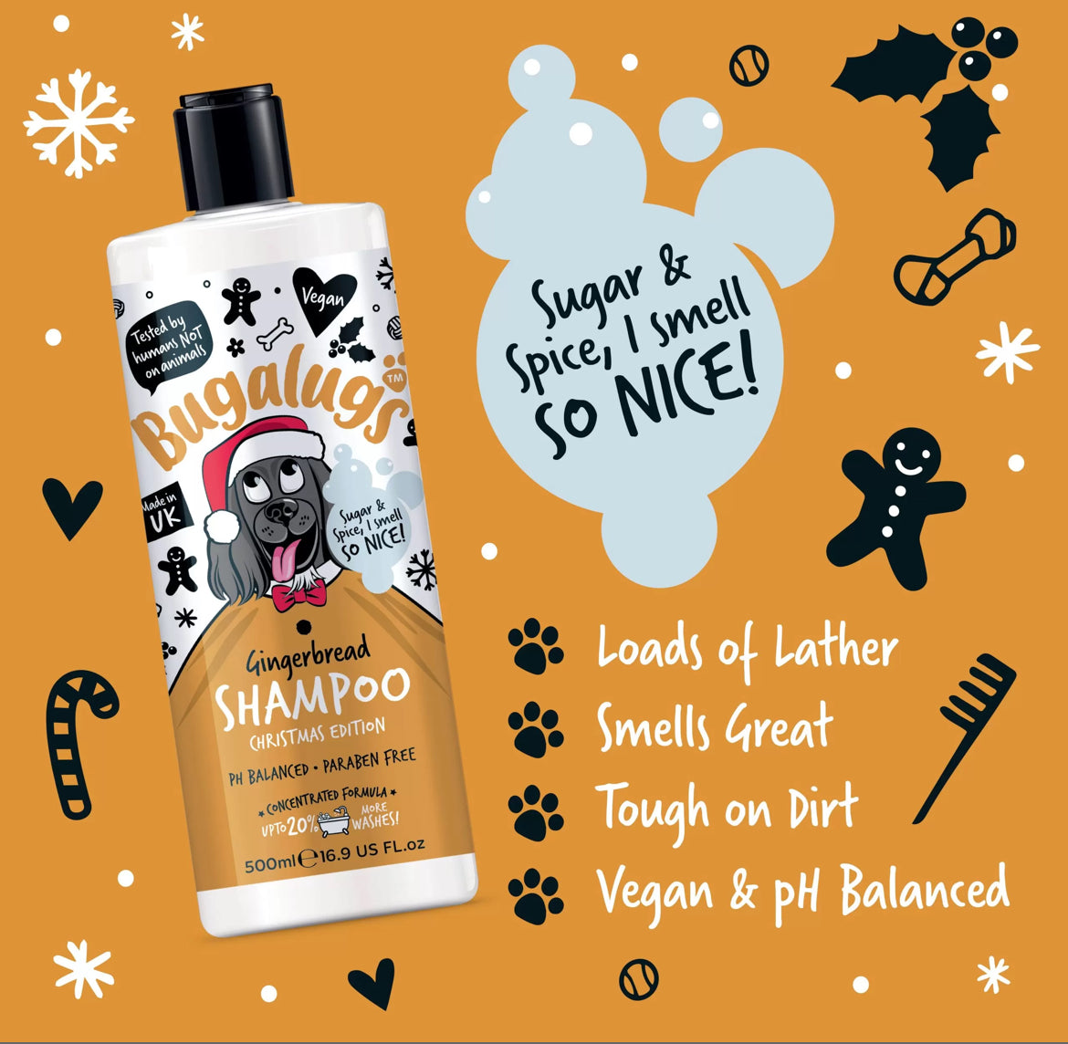 Bugalugs Christmas Edition: Gingerbread Shampoo 500ml Bugalugs