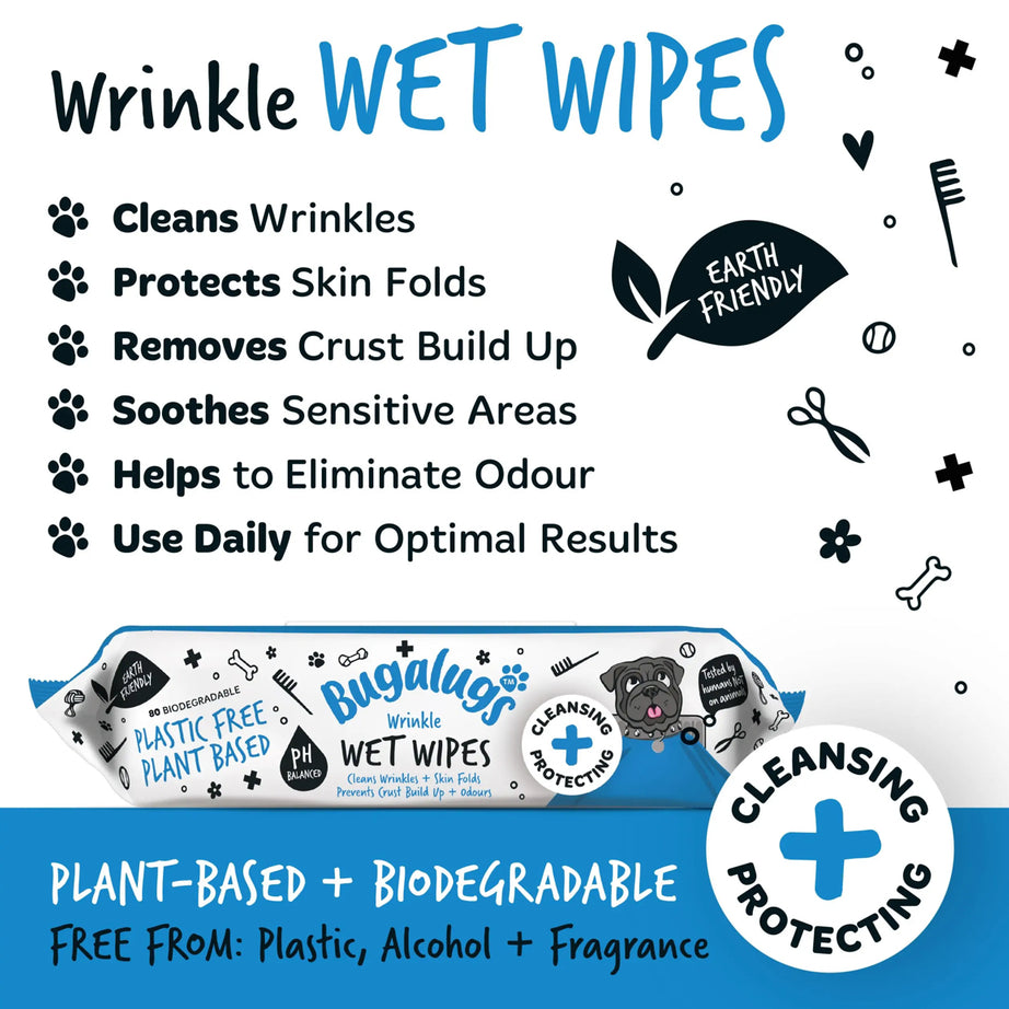 Bugalugs Wrinkle Wet Wipes Grooming Bugalugs