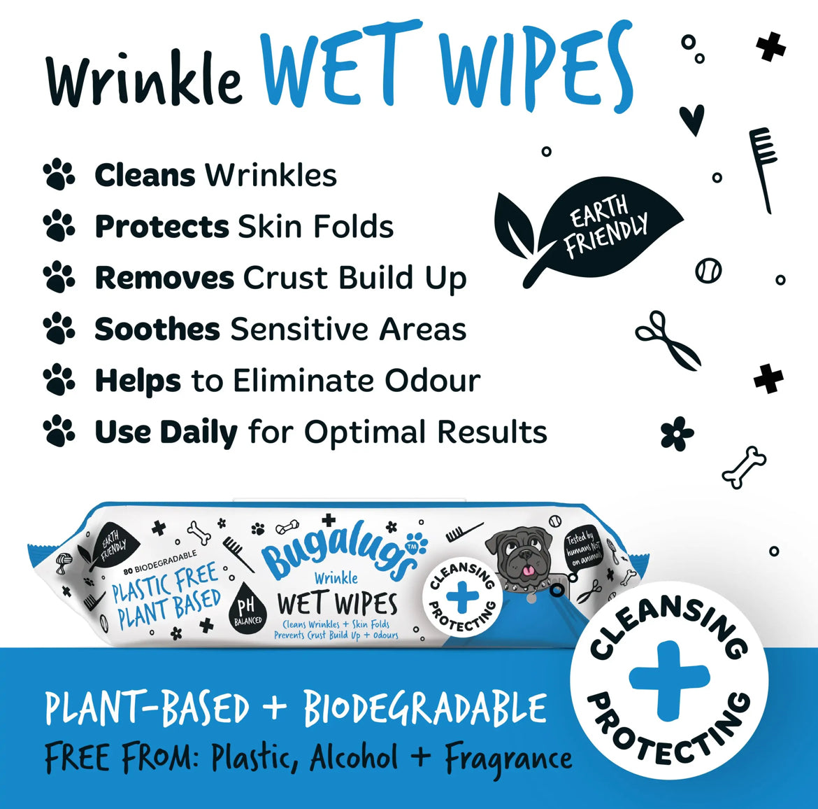 Bugalugs Wrinkle Wet Wipes Grooming Bugalugs
