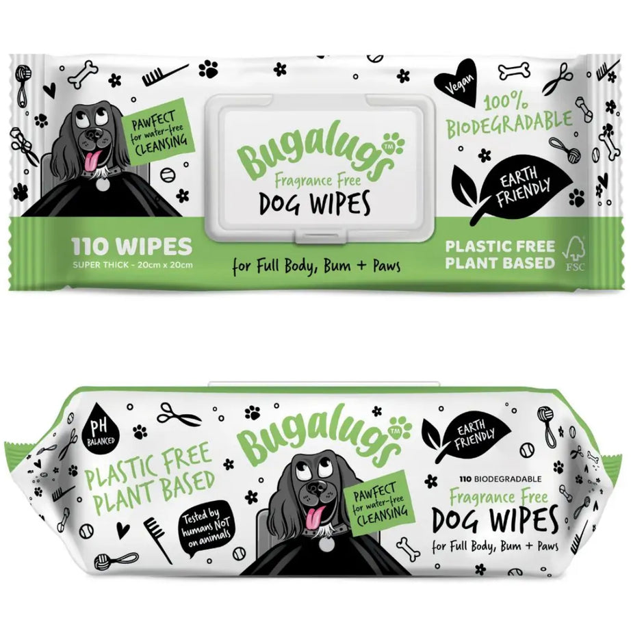 Bugalugs biodegradable fragrance free dog wipes Grooming Bugalugs
