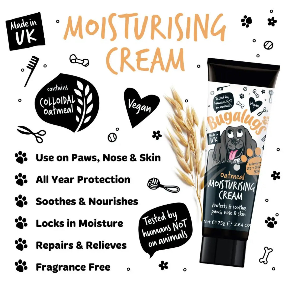 Bugalugs Oatmeal Moisturising Cream Grooming Bugalugs