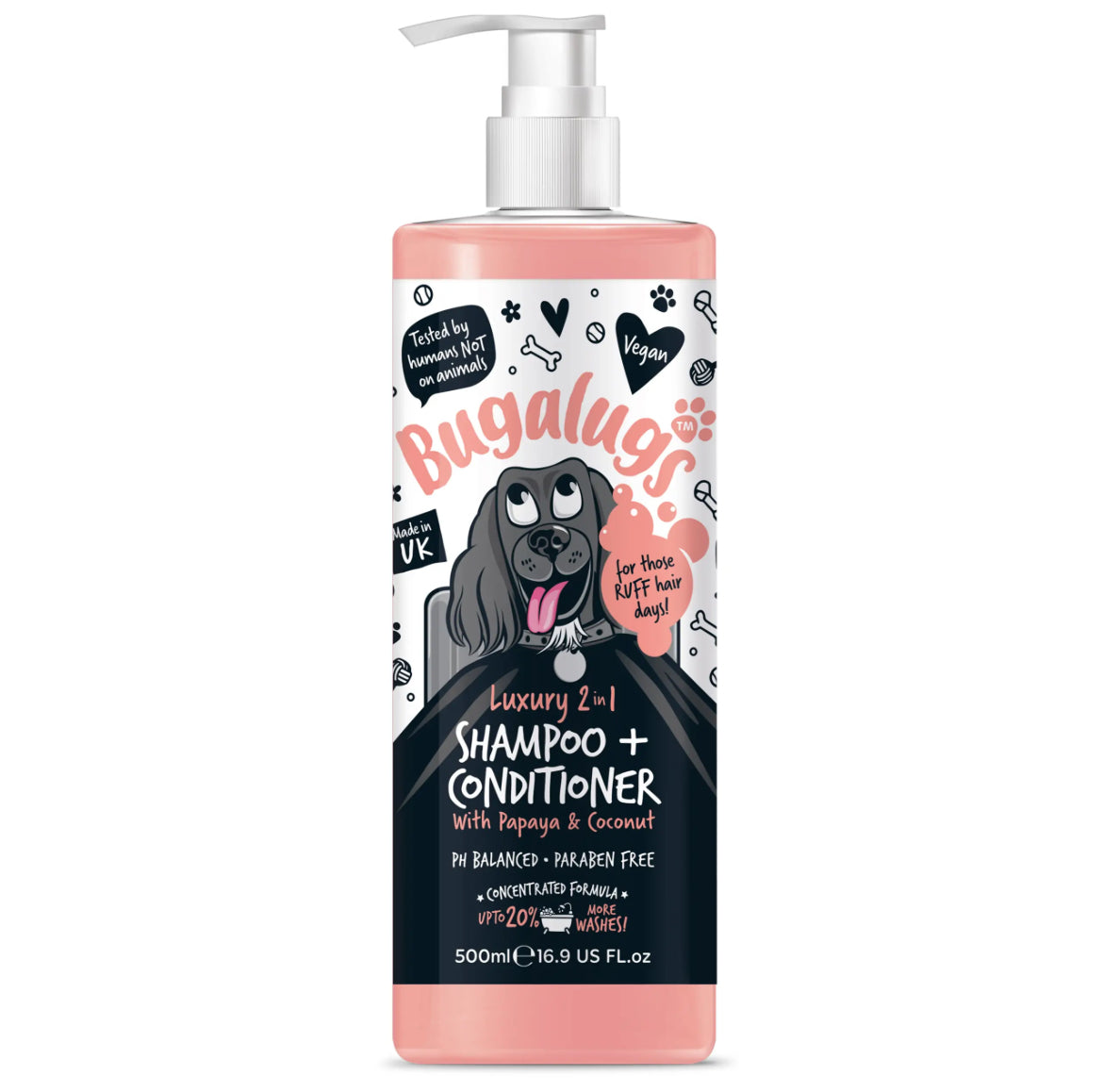 Bugalugs Luxury 2 in 1 Dog Shampoo & Conditioner Grooming Bugalugs