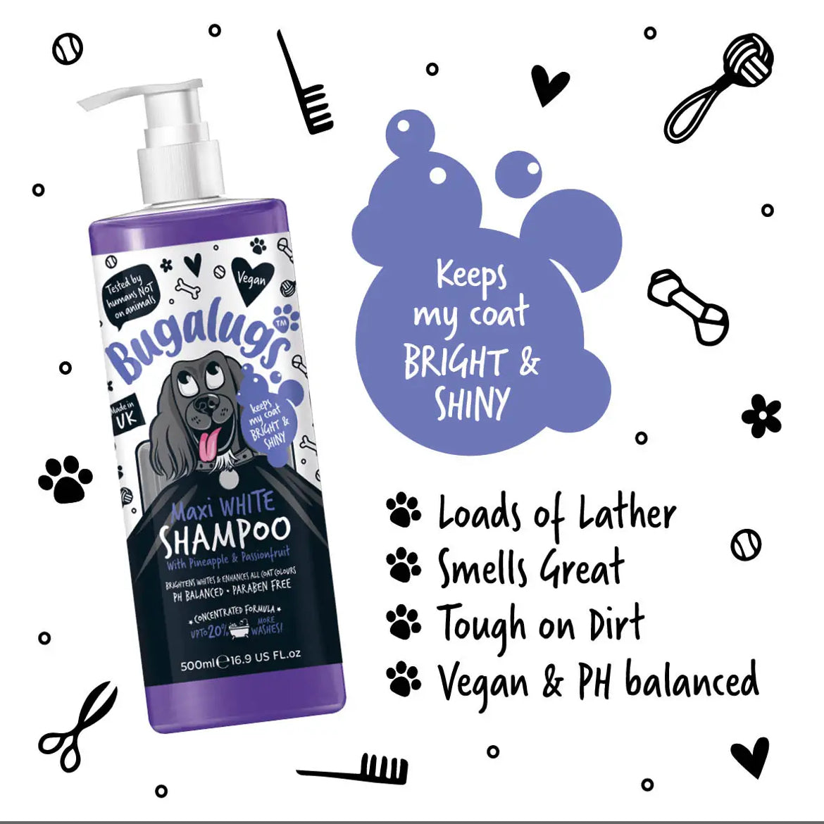 Bugalugs Maxi White Shampoo Grooming Bugalugs