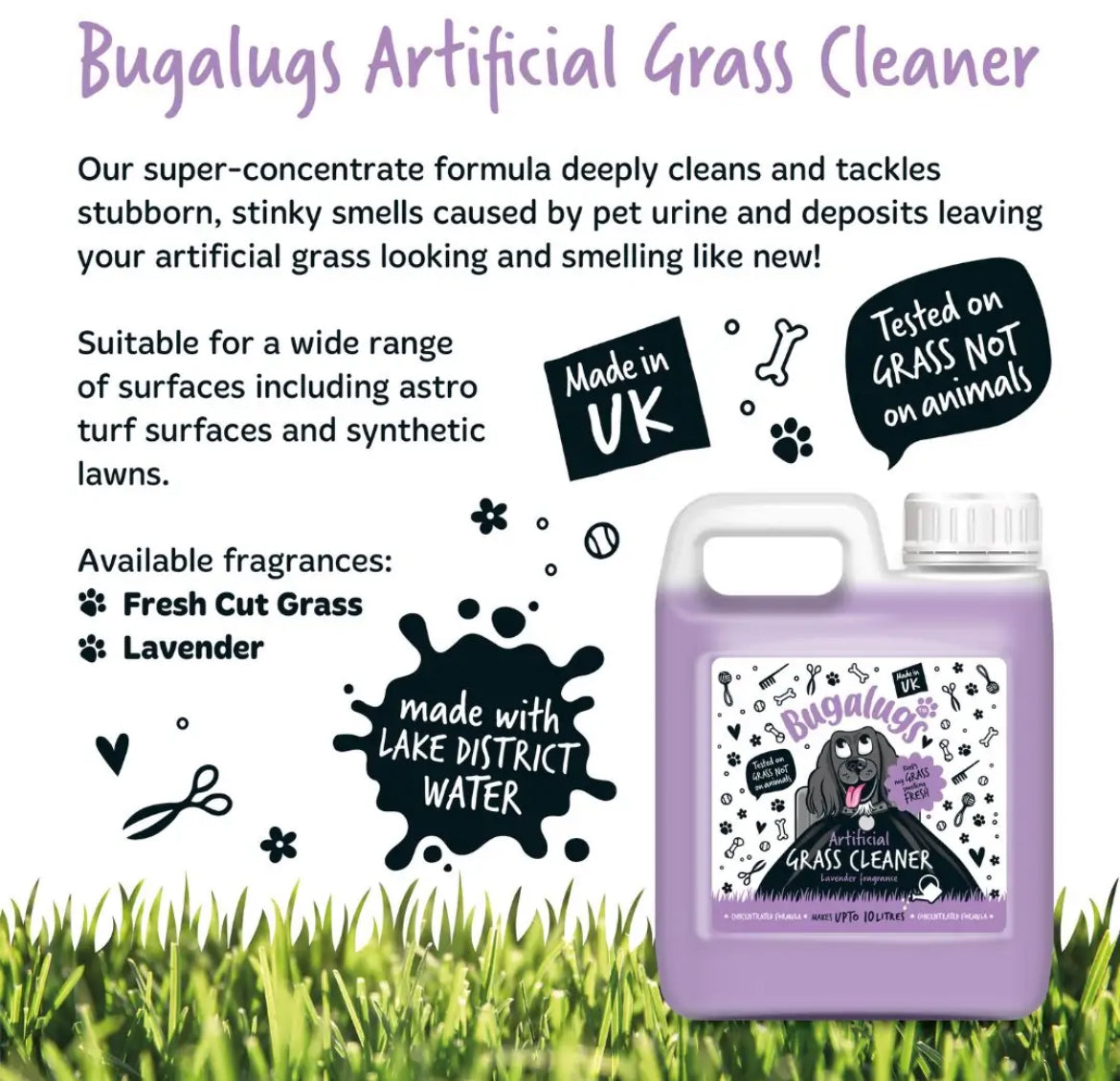 Artificial Grass Cleaner (Lavender) 1L Disinfectant Bugalugs