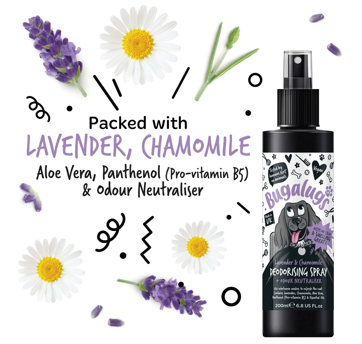 Bugalugs Lavender & Chamomile Deodorising Spray Grooming Bugalugs
