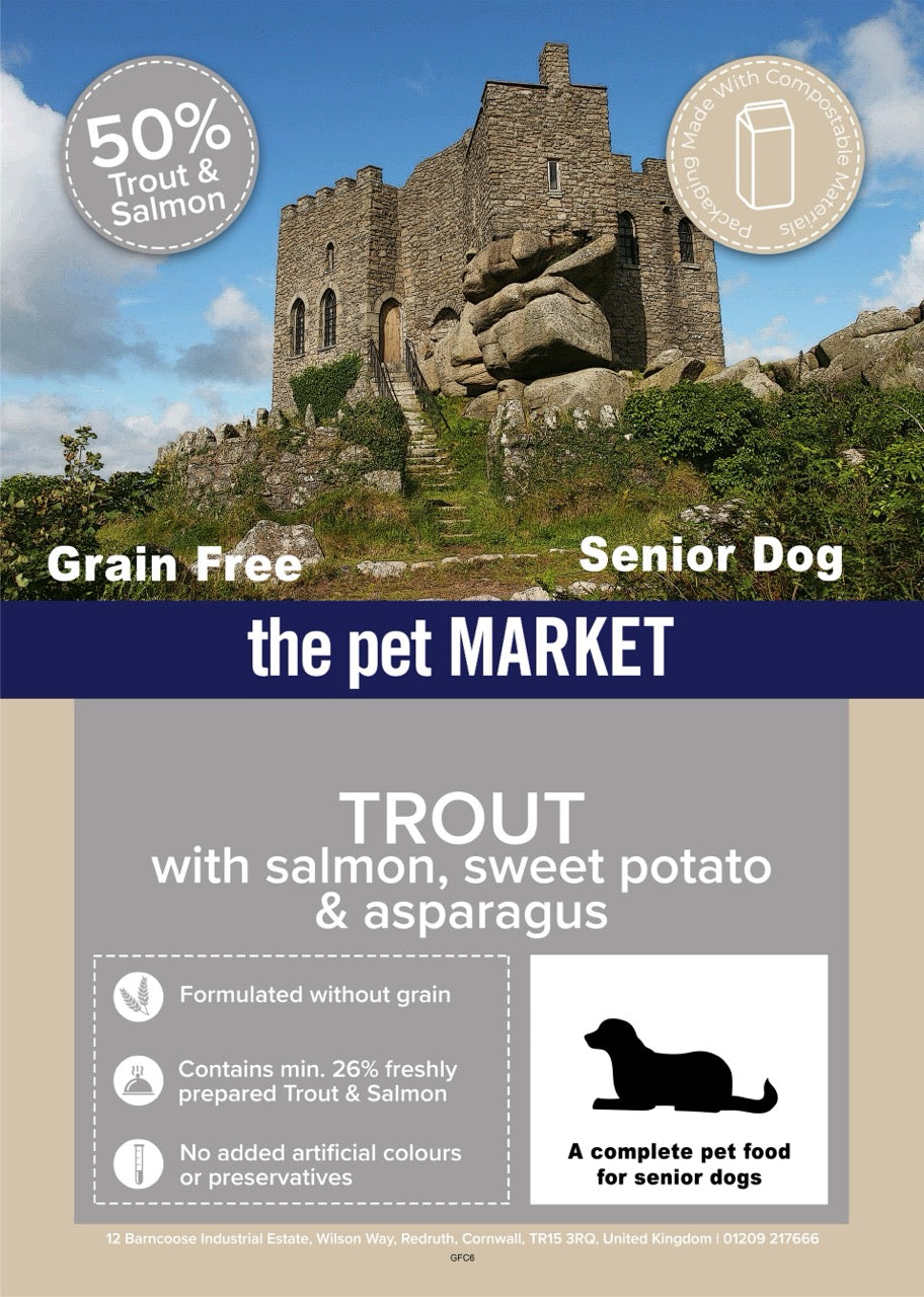 Grain Free Senior Dog Trout Dry Complete kibble the Pet MARKET