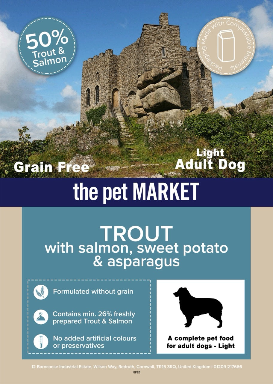 Grain Free Light Adult Dog Trout Dry Complete kibble the Pet MARKET