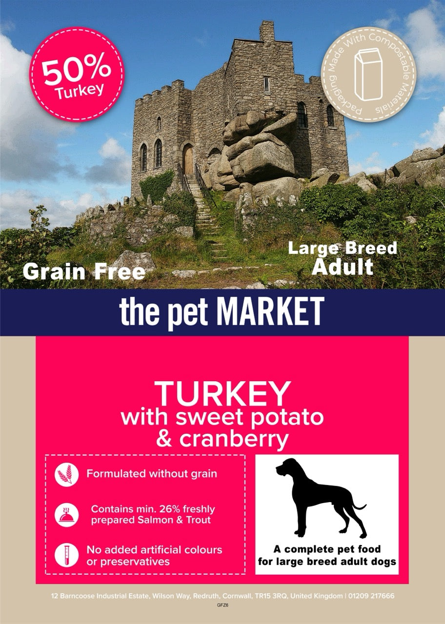 Grain free Large Breed Adult Dog Turkey Dry Complete kibble the Pet MARKET