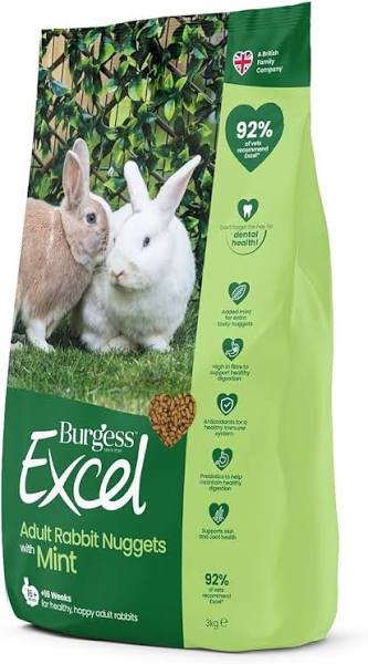 Burgess Excel Nuggets with Mint for Adult Rabbits 3kg Small Mammal - Food Burgess