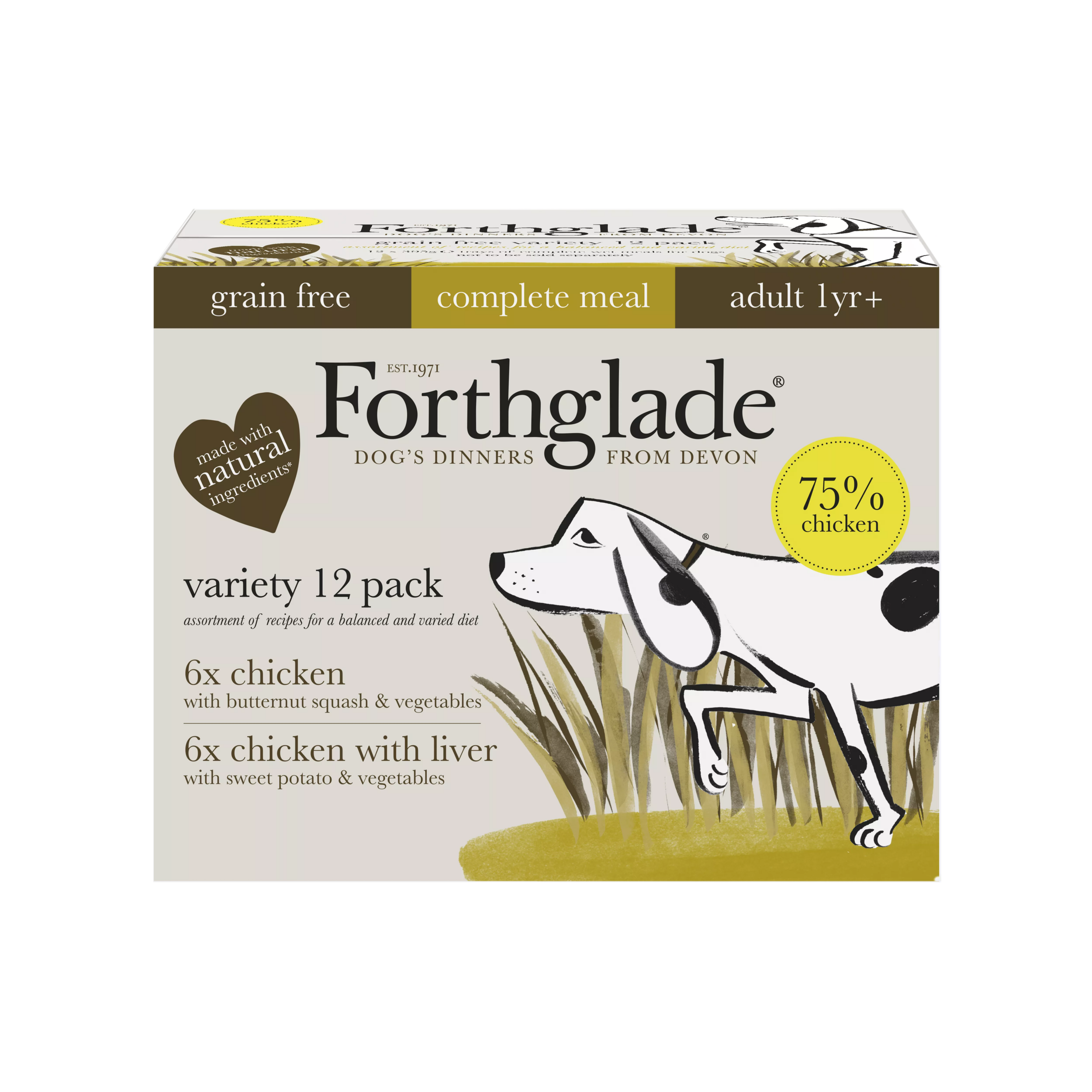 Forthglade Adult 1yr+ Variety x 12 Chicken, Chicken and Liver the Pet MARKET