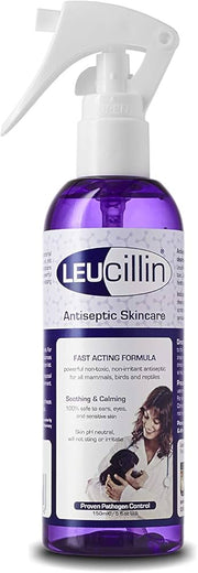 Pet Market Leucillin 150ml antiseptic spray bottle with nozzle, designed for pet skin and wound care.