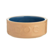 Ceramic dog bowl cane/blue 6” Pet Market