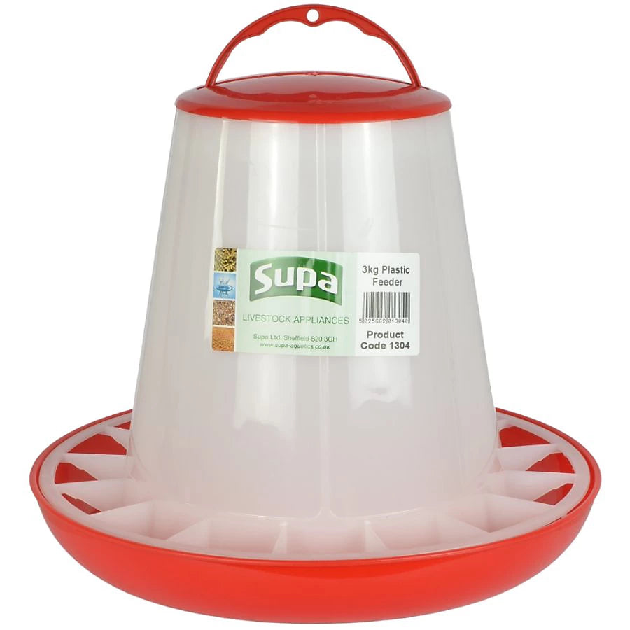 Supa Red & White Poultry Feeder 3kg Bird - Accessories Pet Market