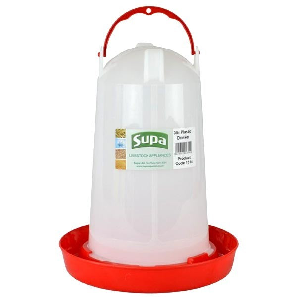 Supa Red & White Poultry Drinker 3 Litre Bird - Accessories Pet Market
