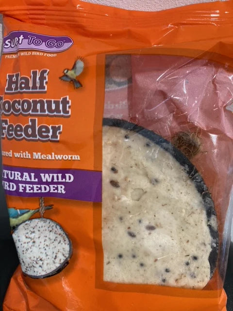 Suet To Go Mealworm Half Coconut Feeder, sgl Bird - Food Pet Market