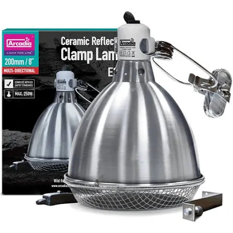 Arcadia Reflector Clamp Lamp with Ceramic Holder (E27) Stainless Steel 20cm Pet Market