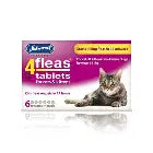 Pet Market 4Fleas Cat Tablets box with six tablets, showing packaging for flea treatment for cats.