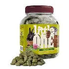 Little One Herbal Crunchies small mammal treat in 100g pack, showing natural herbal ingredients and crunchy texture for small pets.